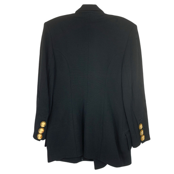 Vintage 1990's Zang Toi Sz 4 Black Wool Jacket Cameo Buttons Avant Garde *READ* - Picture 8 of 9
